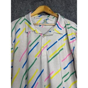 Chubbies Polo Shirt Mens 2XL‎ Gray Striped Golf Performance Short Sleeve Preppy